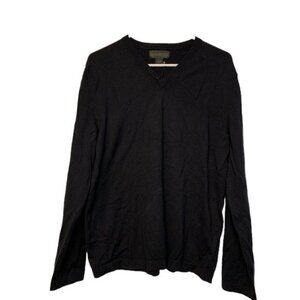 Men's Express Black V-Neck Pullover Sweater Size Large GUC #2060